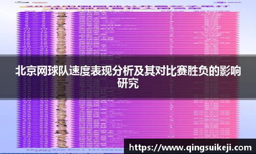 北京网球队速度表现分析及其对比赛胜负的影响研究